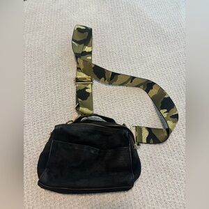 Black Handbag with Gold Strap real leather